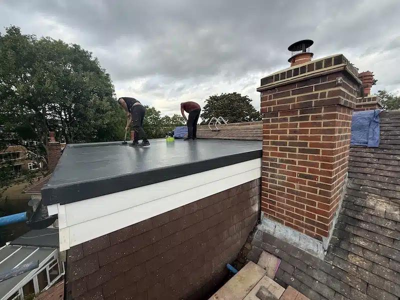 Completed flat roof on a residential property