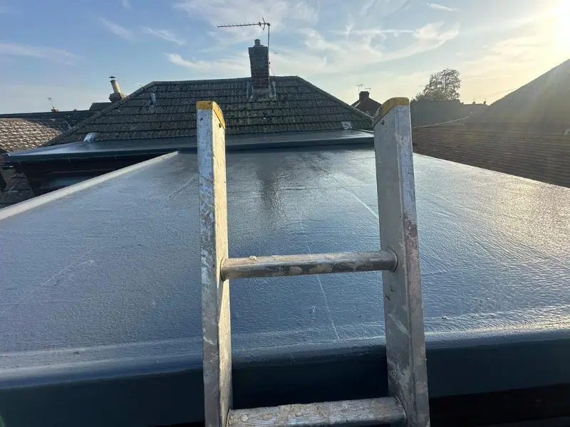 EPDM rubber flat roof installation showing the membrane surface